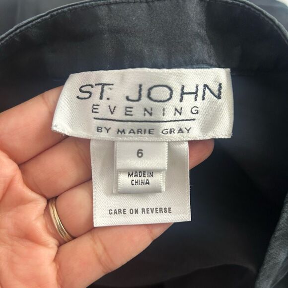 St. John Evening Black 100% Silk Bias Cut Skirt Size 6 Formal Midi Quiet Luxury - Picture 7 of 11